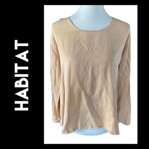 Habitat Women's Golden Peach Flared V Shape Long Sleeves Scoop Neck Sweater Size